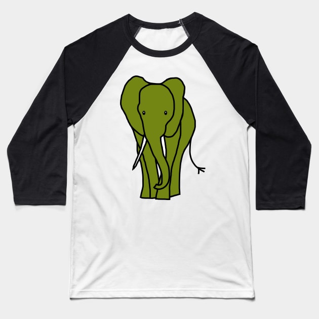 Green Elephant Baseball T-Shirt by ellenhenryart